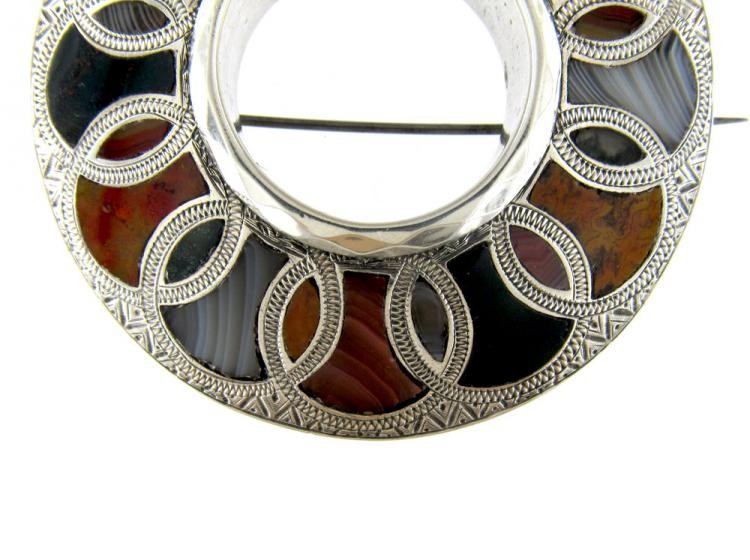Scottish Victorian Silver & Agate Brooch