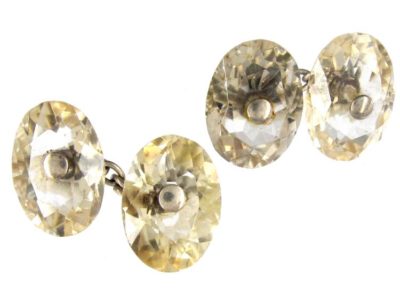 Faceted Citrine Edwardian Silver Cufflinks