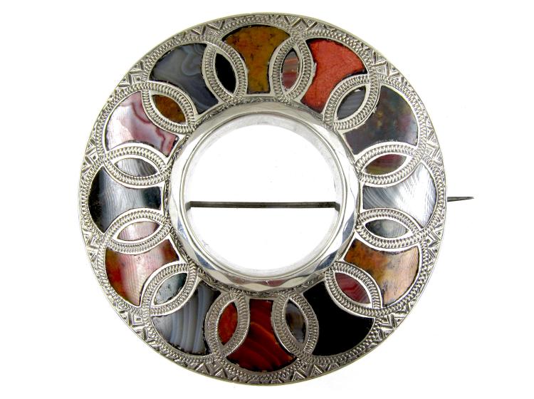Scottish Victorian Silver & Agate Brooch (837D) | The Antique Jewellery ...