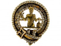 Scottish Victorian 18ct Gold & Diamond Clan Brooch for the MacFarlane Clan