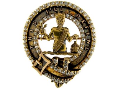 Scottish Victorian 18ct Gold & Diamond Clan Brooch for the MacFarlane Clan