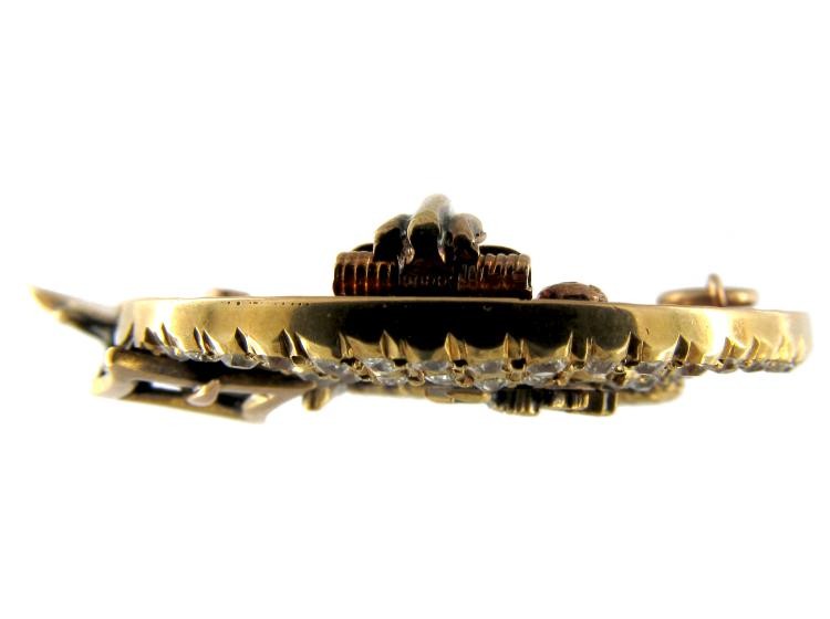 Scottish Victorian 18ct Gold & Diamond Clan Brooch for the MacFarlane Clan