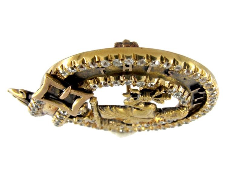 Scottish Victorian 18ct Gold & Diamond Clan Brooch for the MacFarlane Clan
