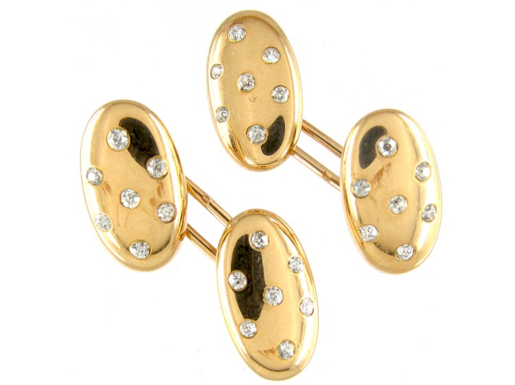 Victorian Diamond Set Oval Cufflinks