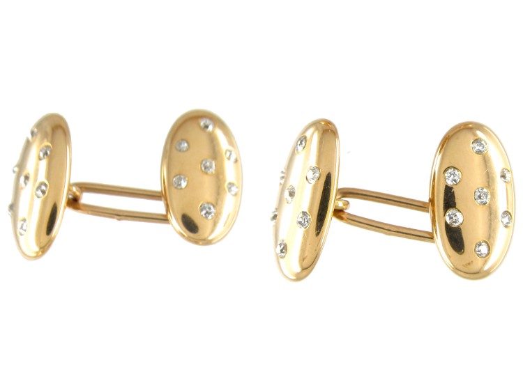 Victorian Diamond Set Oval Cufflinks
