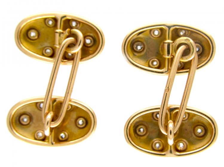 Victorian Diamond Set Oval Cufflinks