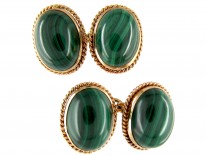 Gold & Malachite Oval Cufflinks