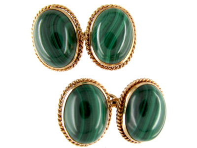 Gold & Malachite Oval Cufflinks