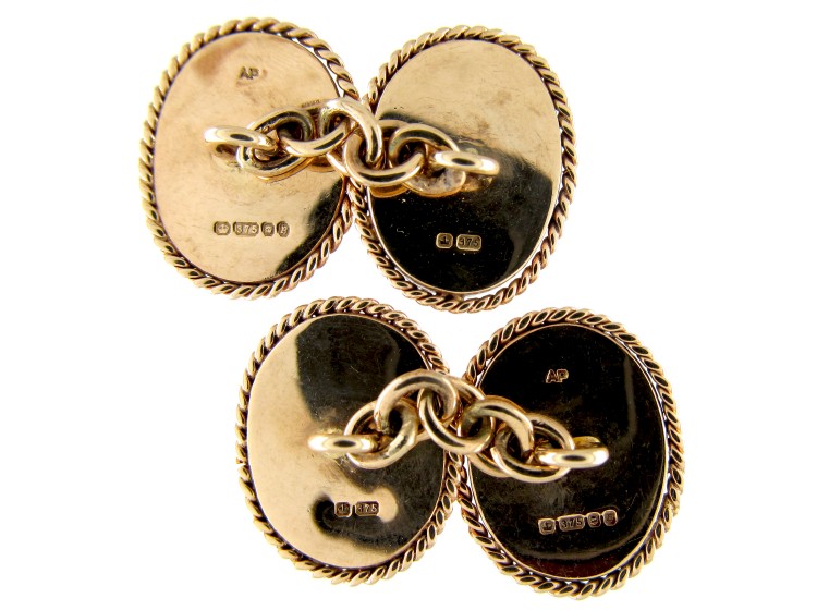 Gold & Malachite Oval Cufflinks