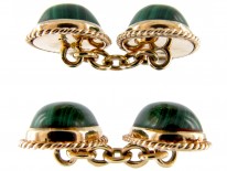 Gold & Malachite Oval Cufflinks