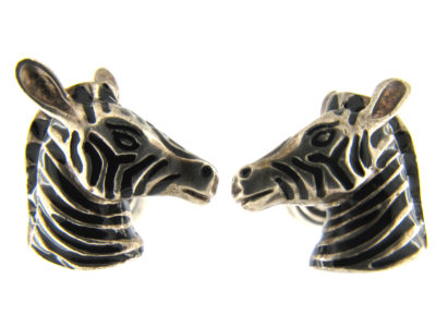 Tiffany & Co. Silver & Enamel Zebra Cufflinks