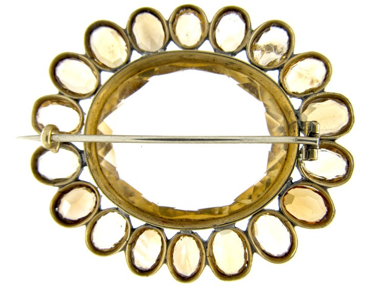 Victorian Silver Gilt Citrine Brooch