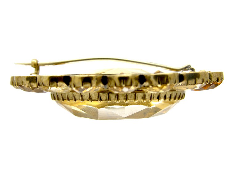 Victorian Silver Gilt Citrine Brooch