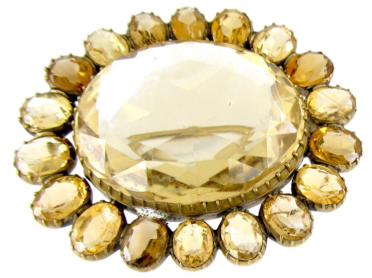 Victorian Silver Gilt Citrine Brooch