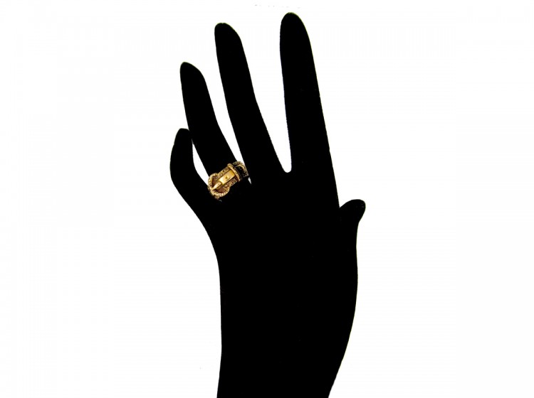 Victorian Engraved 18ct Gold Buckle Ring