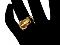 Victorian Engraved 18ct Gold Buckle Ring