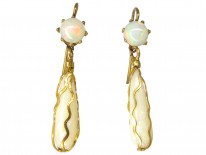 Art Nouveau Gold Opal Drop Earrings