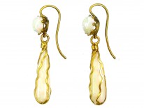 Art Nouveau Gold Opal Drop Earrings