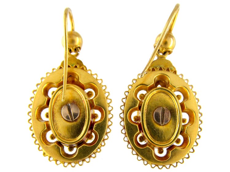 Victorian 15ct Gold Pearl Set Drop Earrings