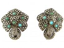 Theodor Fahrner Turquoise & Marcasite Silver Earrings