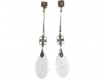 Art Deco Marcasite Long Drop Earrings