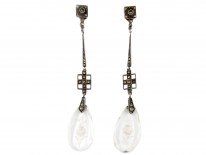 Art Deco Marcasite Long Drop Earrings