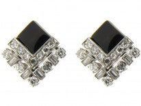 Onyx & Diamond Art Deco Earstuds