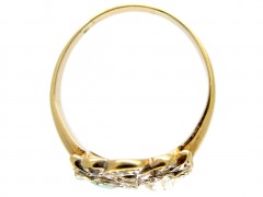 Emerald & Diamond Double Heart Ring
