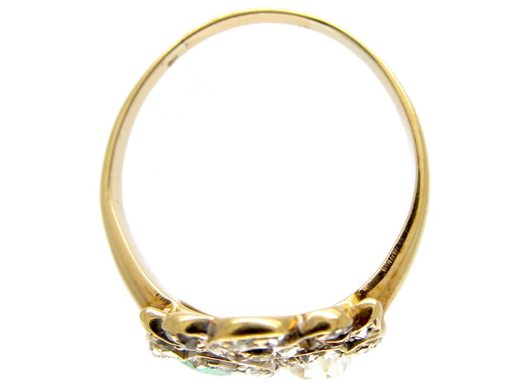 Emerald & Diamond Double Heart Ring