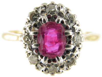 Ruby & Diamond Oval Cluster Ring