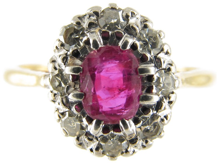 Ruby & Diamond Oval Cluster Ring