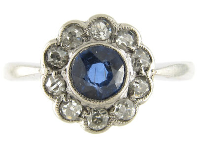 Diamond & Sapphire Edwardian Cluster Ring