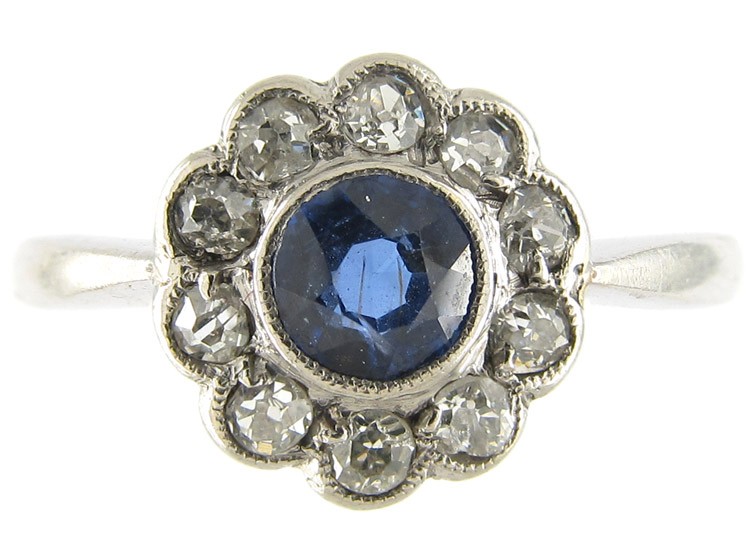 Diamond & Sapphire Edwardian Cluster Ring