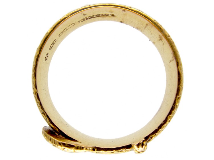 Victorian Engraved 18ct Gold Buckle Ring