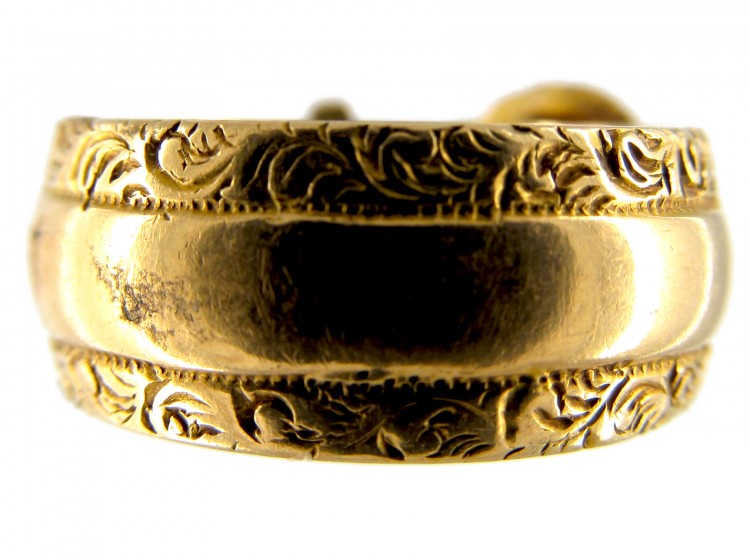 Victorian Engraved 18ct Gold Buckle Ring