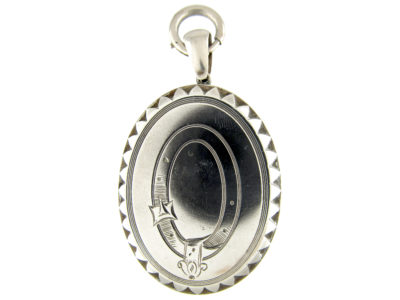 Large Oval Silver Victorian Locket With Buckle Design
