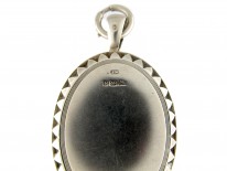 Large Oval Silver Victorian Locket With Buckle Design