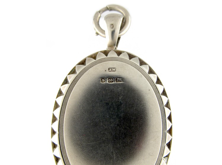 Large Oval Silver Victorian Locket With Buckle Design