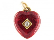 Red Enamel & Diamond Heart Charm