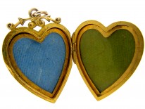 Gold Heart Shape Locket with Swallow Motif