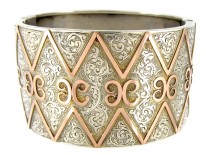 Wide Silver & Gold Overlay Victorian Bangle