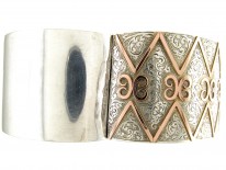 Wide Silver & Gold Overlay Victorian Bangle