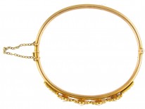 Edwardian Pearl Flower Clusters 15ct Gold Bangle