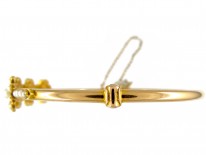 Edwardian Pearl Flower Clusters 15ct Gold Bangle