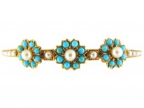 Turquoise & Pearl Edwardian 15ct Gold Bangle