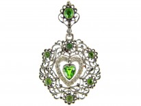 Green ​& White Paste Silver Edwardian Pendant