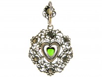 Green ​& White Paste Silver Edwardian Pendant