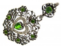 Green ​& White Paste Silver Edwardian Pendant