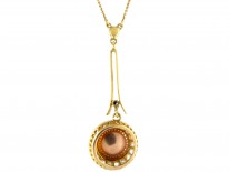 Edwardian Natural Pearl & Rose Diamond Pendant on Chain