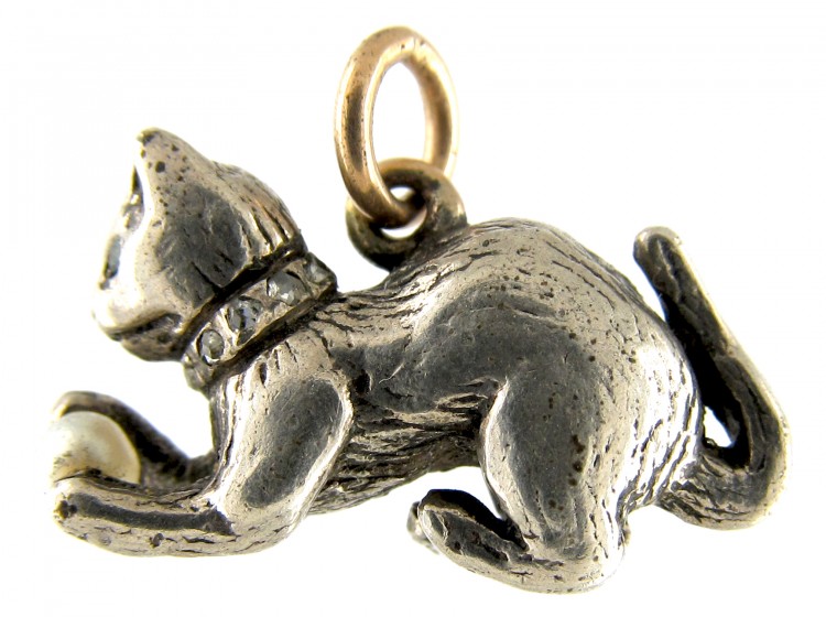 Diamond & Silver Cat Charm